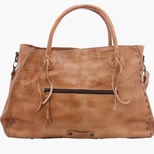 NEW BED|STU Tan Rustic Rockaway Genuine Leather Shoulder Crossbody Bag